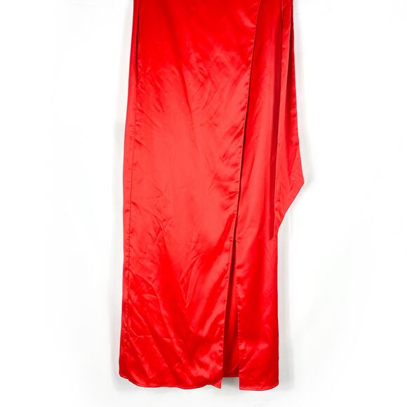 Lovers & Friends Mackenzie Gown Red Wrap Maxi Dress Sz XL Satin Sleeveless - Picture 7 of 12